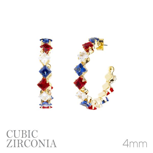 CZ RHINESTONE HOOP EARRING