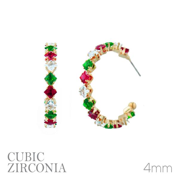 CZ RHINESTONE HOOP EARRING