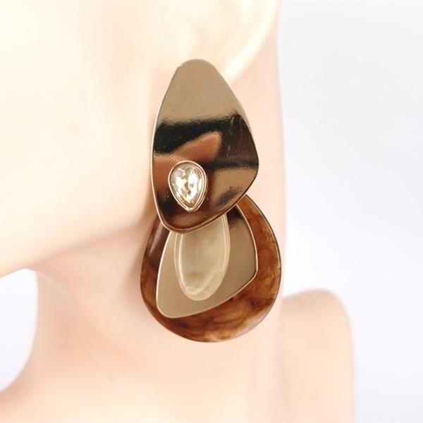 METAL RESIN TEARDROP DROP EARRING