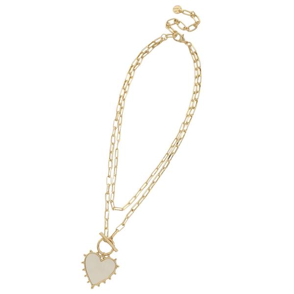 HEART PENDANT CHAIN LINK LAYERED NECKLACE