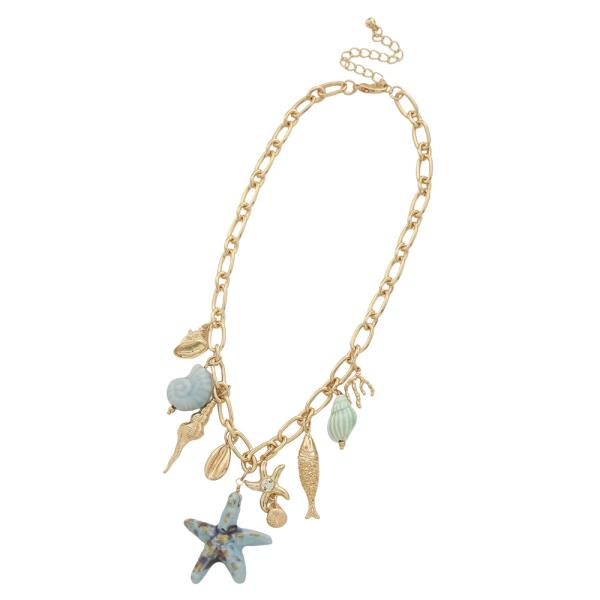 SEA LIFE CHARM PENDANT CHAIN LINK NECKLACE EARRING SET