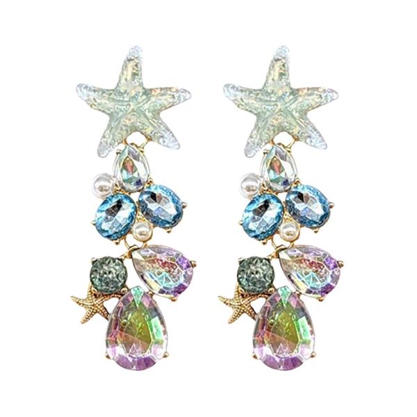 SEALIFE STARFISH CRYSTAL STONE DROP EARRING