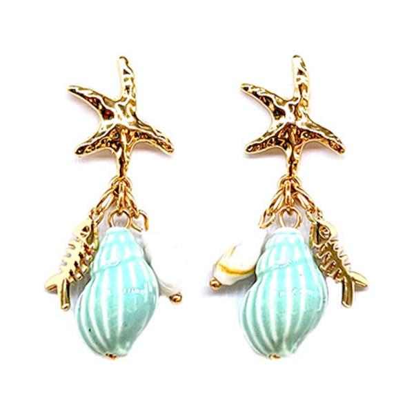 SEA LIFE STARFISH SHELL DROP EARRING