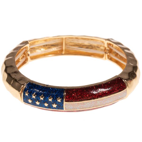 AMERICAN FLAG PATTERNED ENAMEL STRETCH BRACELET