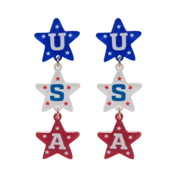 STAR SHAPED ACETATE W/ USA HYPOALLERGENIC TITANIUM EARRING