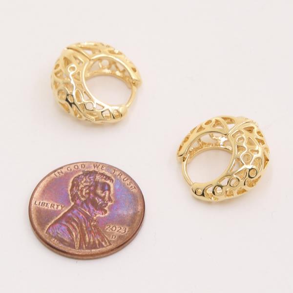 14K GOLD DIPPED TEXTURED METAL HOOP EARRING