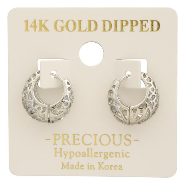 14K GOLD DIPPED TEXTURED METAL HOOP EARRING