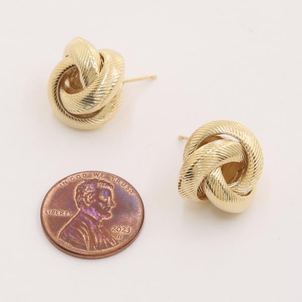 14K GOLD DIPPED TEXTURED LOVE KNOT EARRING