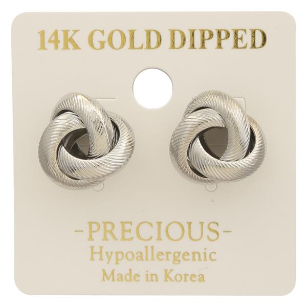 14K GOLD DIPPED TEXTURED LOVE KNOT EARRING