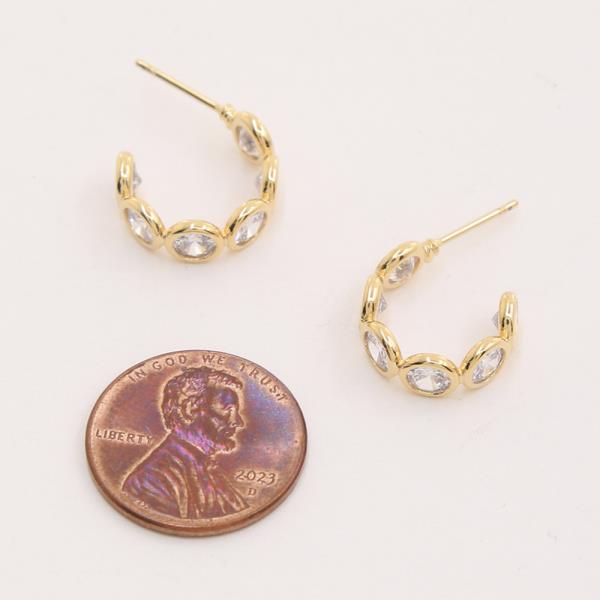 14K GOLD DIPPED OPEN CIRCLE CRYSTAL EARRING