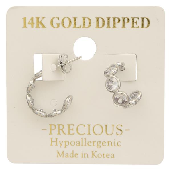 14K GOLD DIPPED OPEN CIRCLE CRYSTAL EARRING