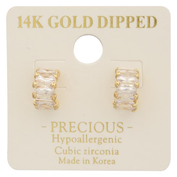 14K GOLD DIPPED CZ CURVE EARRING