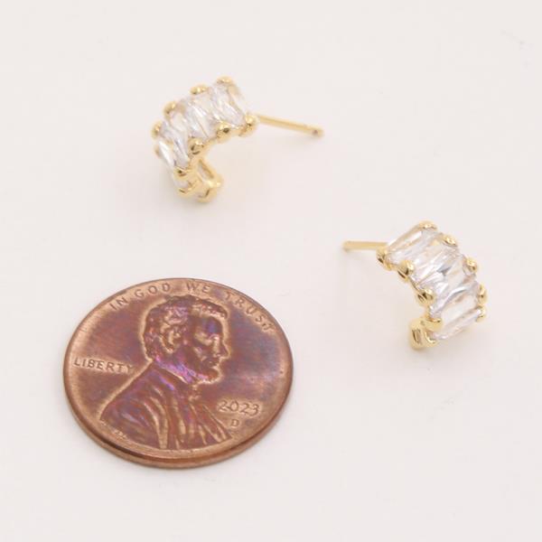 14K GOLD DIPPED CZ CURVE EARRING