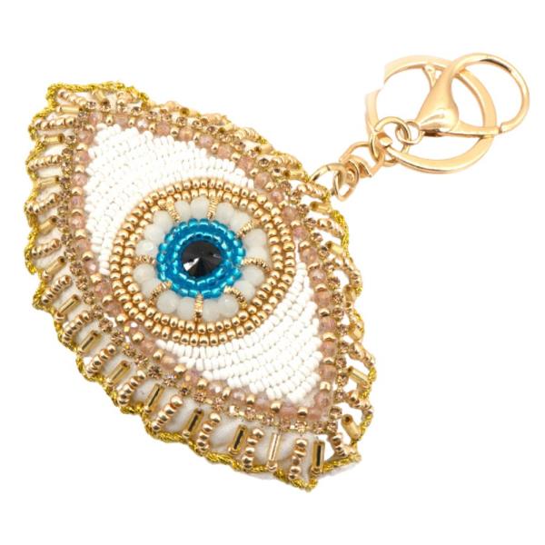SEED BEAD EVIL EYE KEYCHAIN