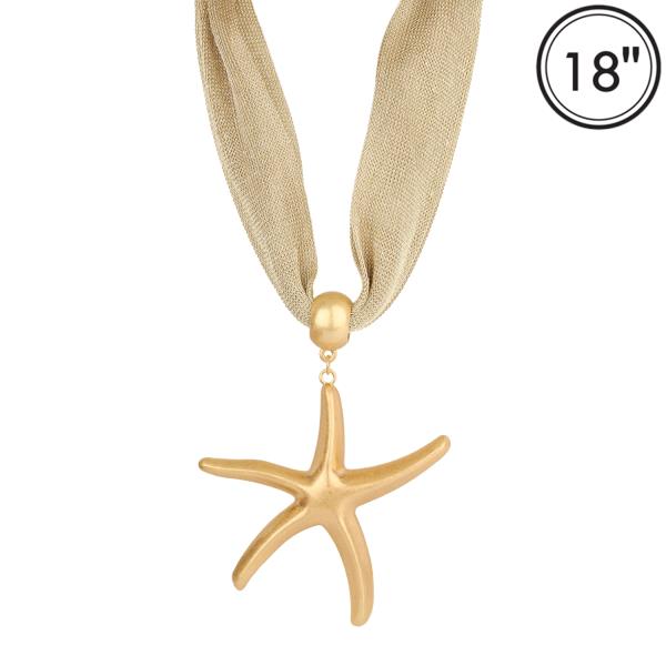 FABRIC METAL SEA LIFE STAR FISH NECKLACE