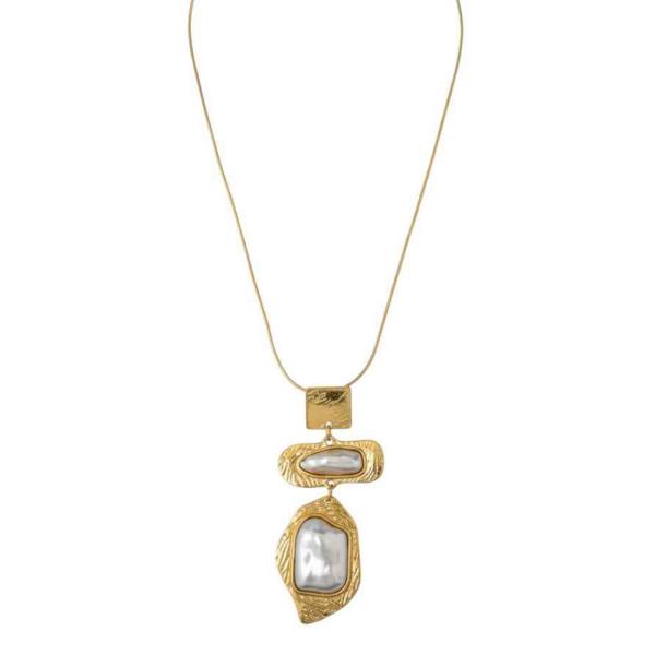 GOLD-TONE CHAIN WITH STACKED PENDANT NECKLACE