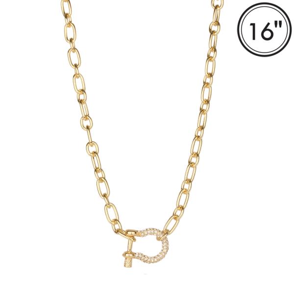 PEARL RHINESTONE HORSEBIT LINK NECKLACE