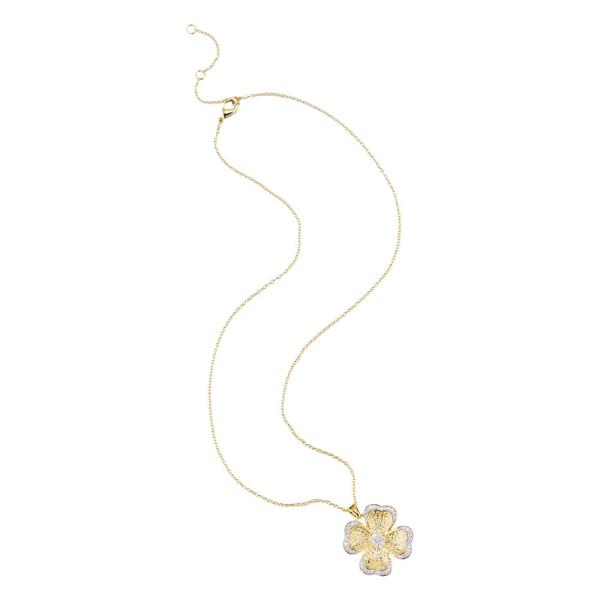 TWO TONE CZ FLOWER PENDANT