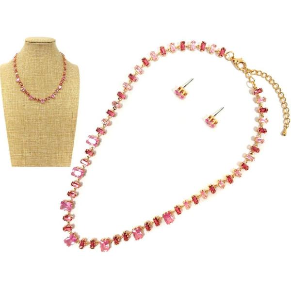 STONE W CHAIN EARRING SET
