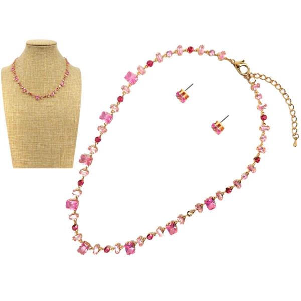 STONE W CHAIN EARRING SET