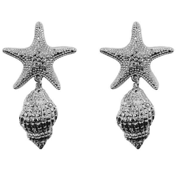 METAL W/RHINESTONE SEALIFE POST DANGLE EARRING