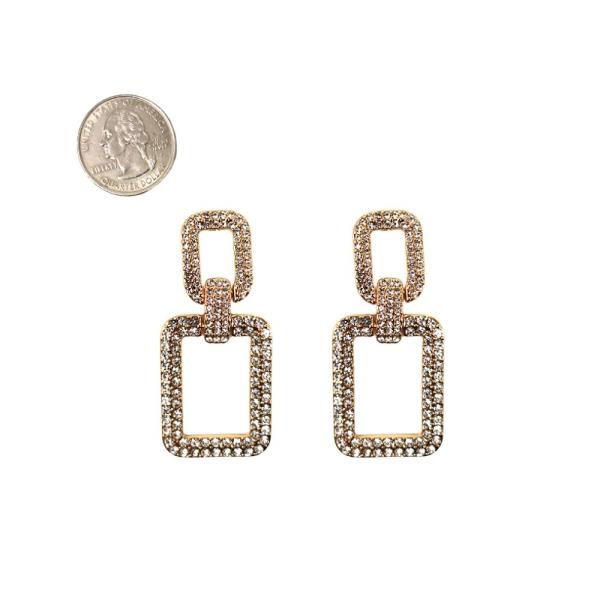 RHINESTONE LINK SQUARE EARRINGS