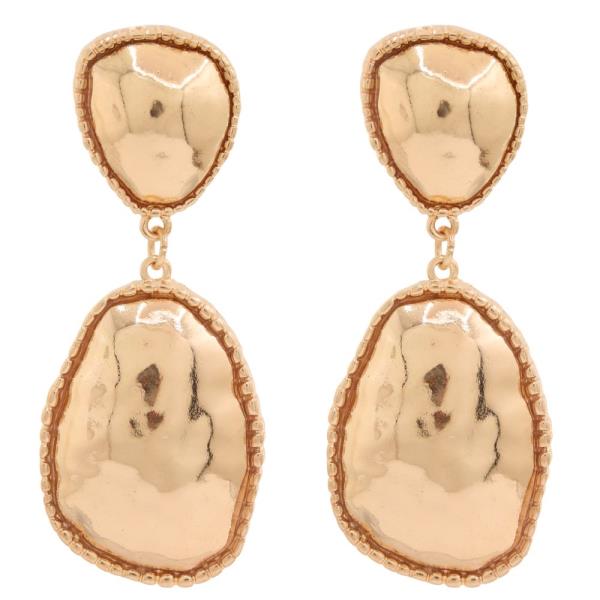 GOLD RIMMED DESIGN STONE DANGLE EARRING