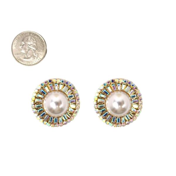 PEARL W STONE POST EARRING