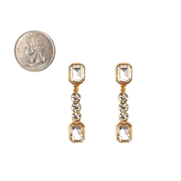 METAL RHINESTONE DANGLE EARRING