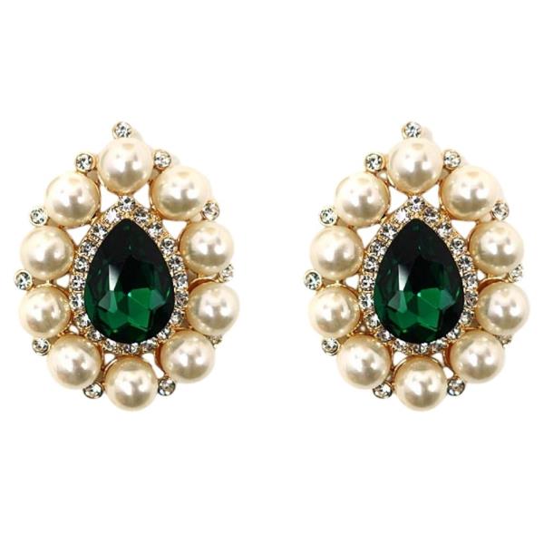 TEARDROP SHAPE GLASS W/ PEARL EARRING