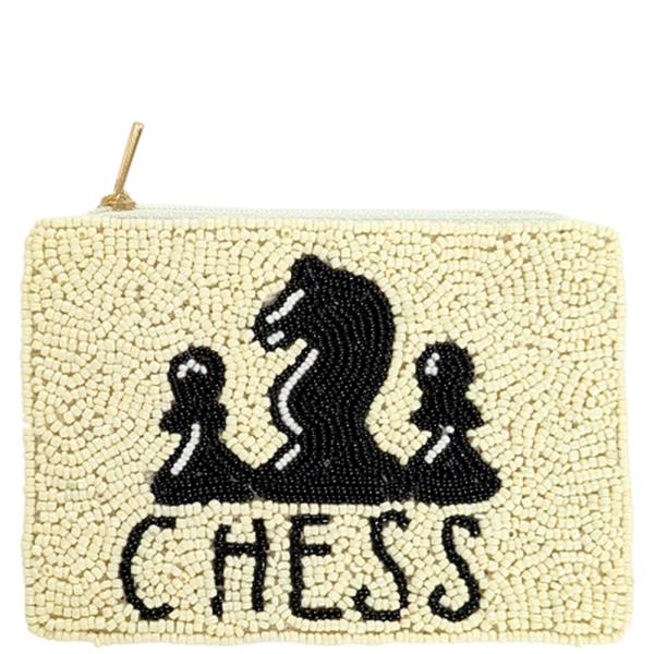 SEED BEAD CHESS COIN PURSE BAG