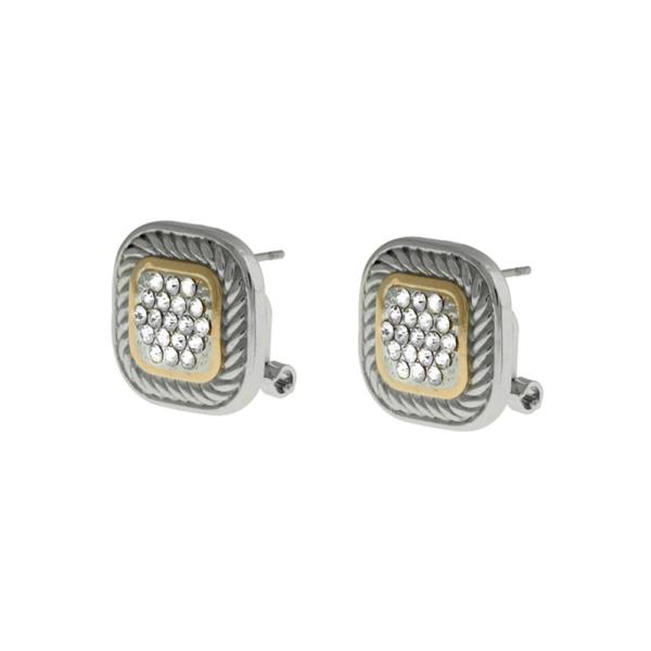 TWO TONE SQUARE CRYSTAL EARRING