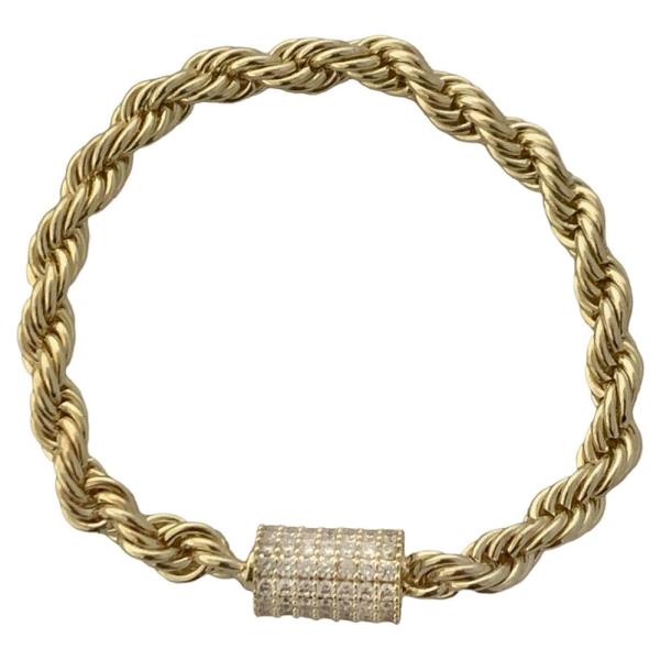 ROPE CHAIN W/ CZ BARREL MAGNET BRACELET