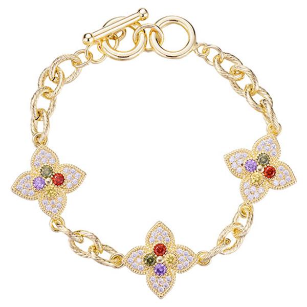 MULTI COLOR CZ FLOWER STATIONS BRACELET