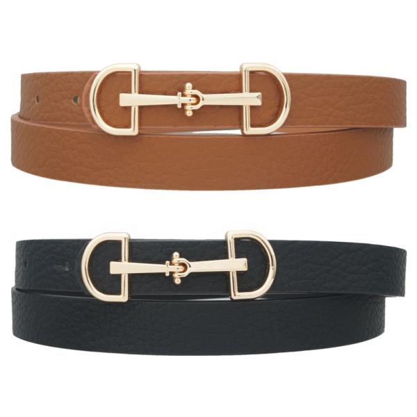 LUX D RING HORSE-BIT BUCKLE SKINNY BELT