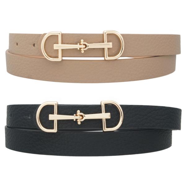 LUX D RING HORSE-BIT BUCKLE SKINNY BELT