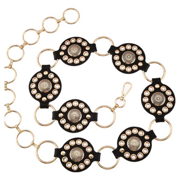 WESTERN ENGRAVED CONCHO LINK CHAIN BELT