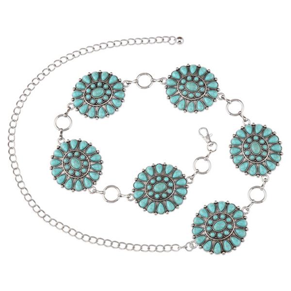 WESTERN FLORAL CONCHO LINK CHAIN BELT