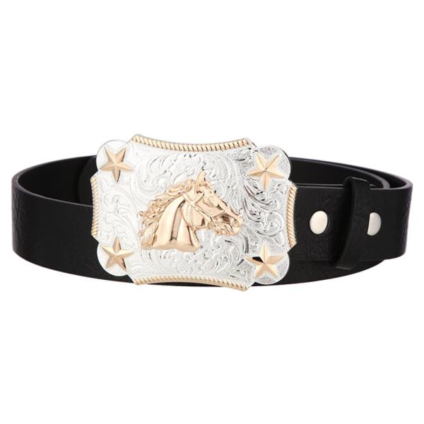 WESTERN HORSE HEAD BUCKLE BELT