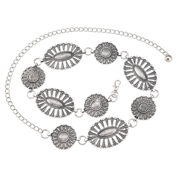 WESTERN MIXED CONCHO LINK CHAIN BELT