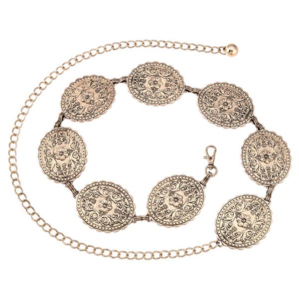 WESTERN ENGRAVED CONCHO LINK CHAIN BELT