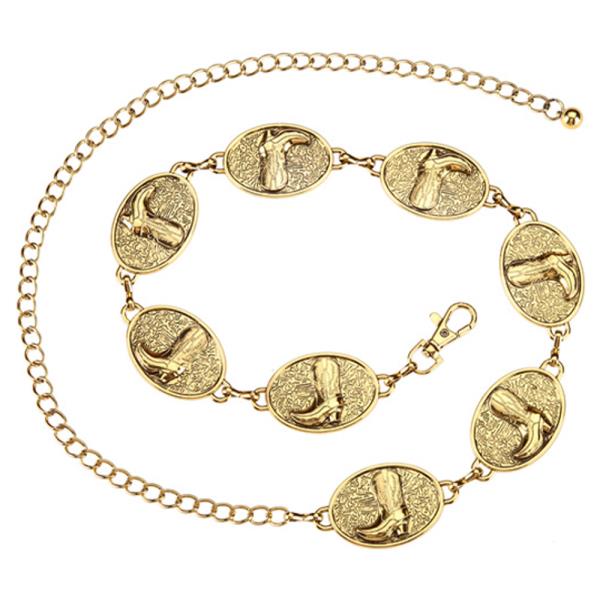 WESTERN BOOTS MEDALLION LINK CHAIN BELT