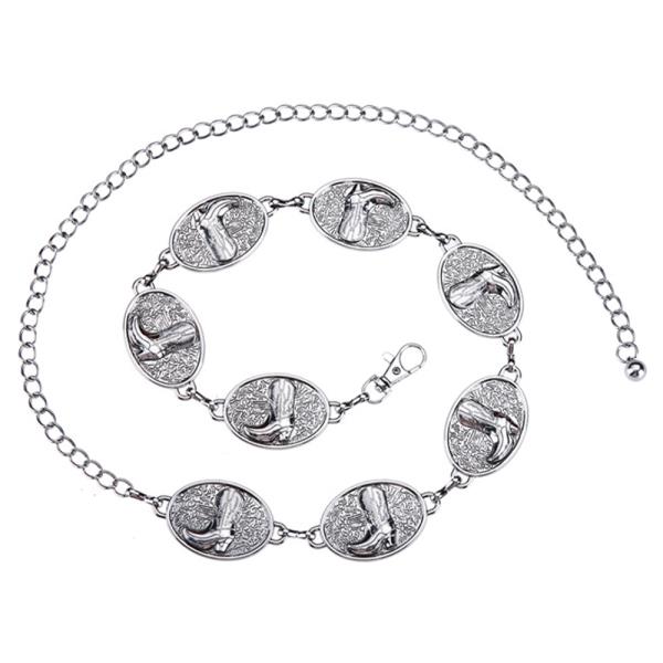 WESTERN BOOTS MEDALLION LINK CHAIN BELT