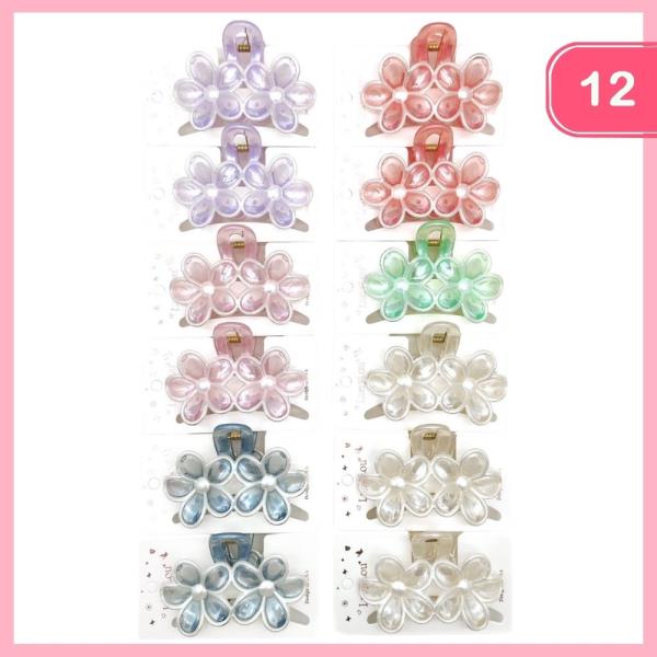 CLEAR FLOWER HAIR CLAW CLIP (12 UNITS)