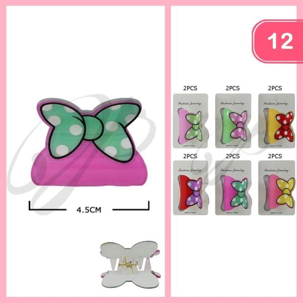 POLKA DOT BOW HAIR CLAW CLIP (12 UNITS )