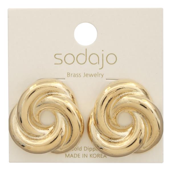 SODAJO SWIRL ROUND DESIGN GOLD DIPPED EARRING