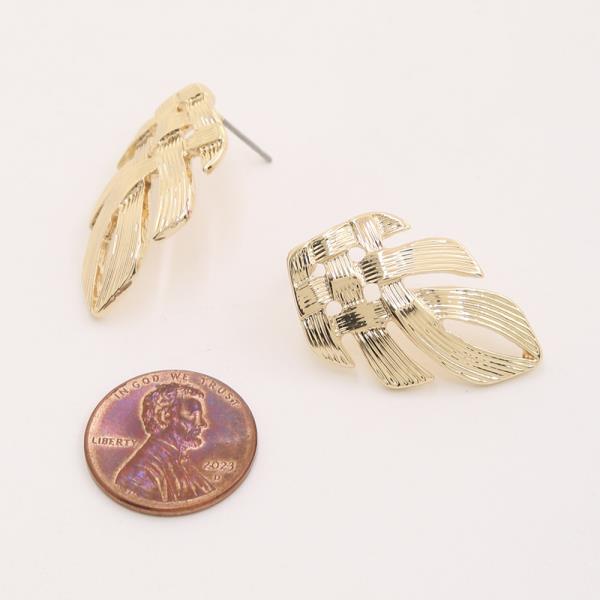 SODAJO TEXTURED LEAF SHAPED GOLD DIPPED EARRING