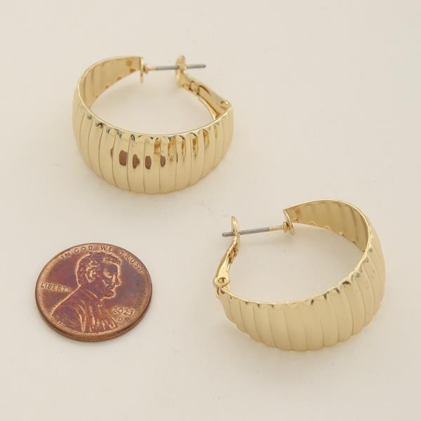 SODAJO TEXTURED HOOP GOLD DIPPED EARRING