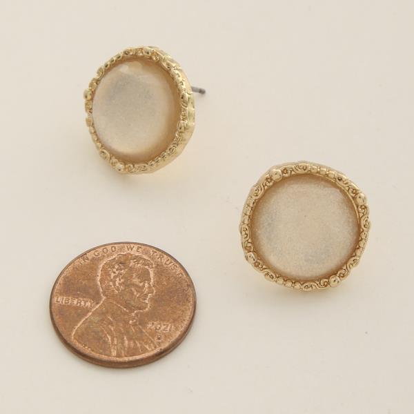 SODAJO ROUND STONE GOLD DIPPED EARRING