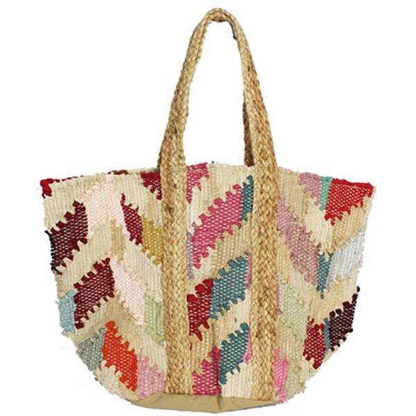 MULTI COLOR CHEVRON DECORATIVE TOTE BAG